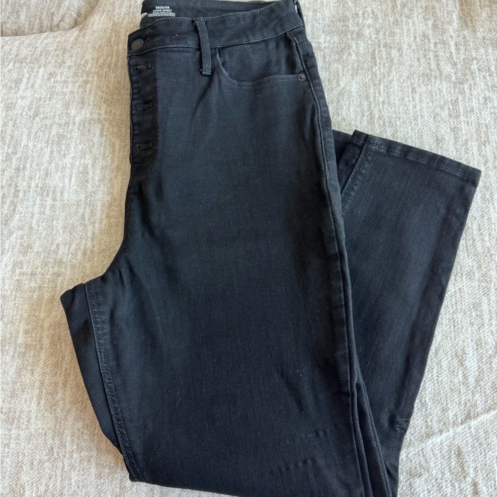 Old Navy Women's Rockstar High Rise Button Fly Skinny Jeans Black 14 Petite